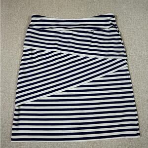 J McLaughlin Women Small Blue White Striped Tiered Knee Length Coastal Skirt
